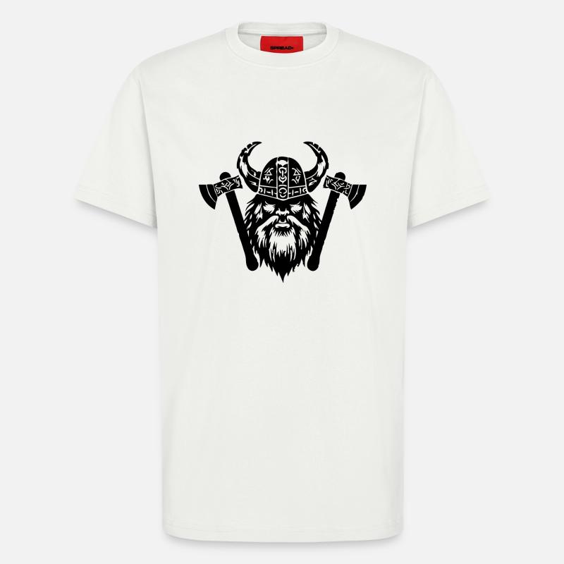 Wikinger mit Axt und Helm - T-Shirt - made by SPREAD - OFF WHITE