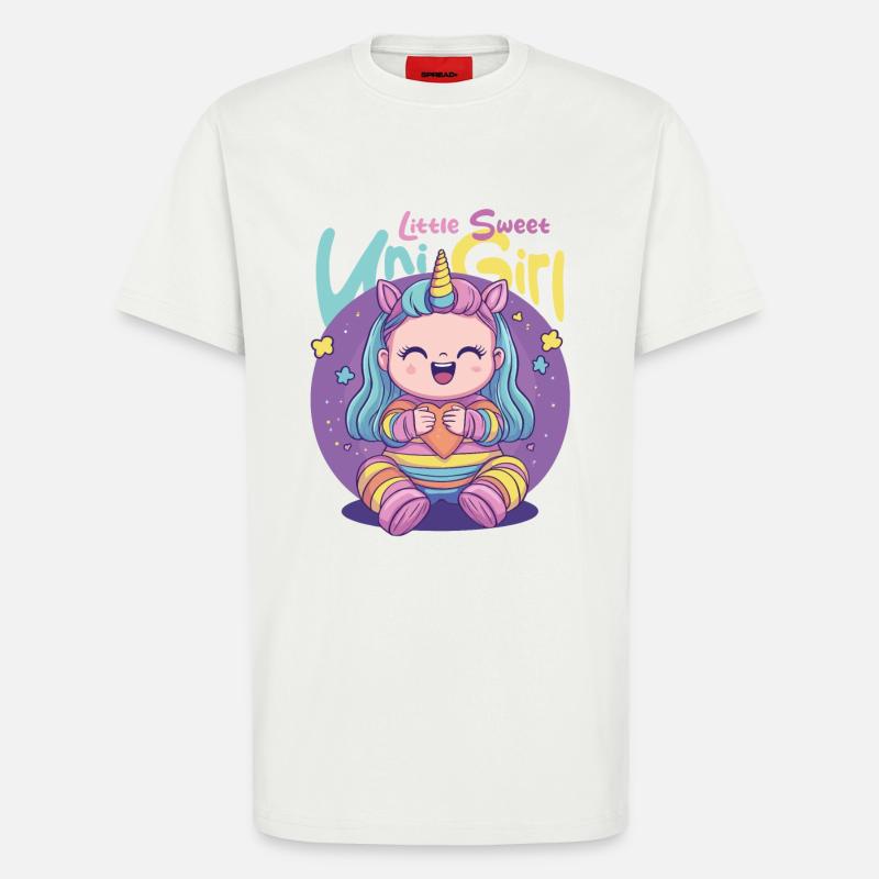 Süßes Mädchen mit Einhorn - T-Shirt - made by SPREAD - OFF WHITE
