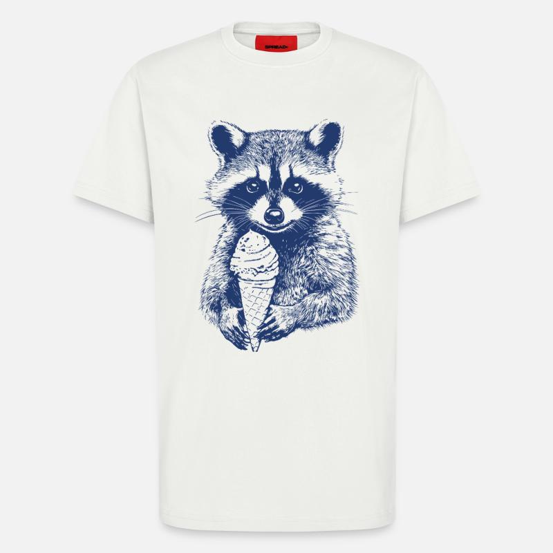 Waschbär mit Eiscreme - T-Shirt - made by SPREAD - OFF WHITE