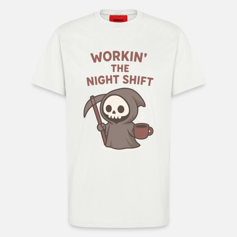 Nachtschicht Sensenmann Kaffee - T-Shirt - made by SPREAD - OFF WHITE