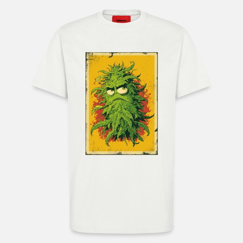Grumpy Leaf Pop Art Cannabis - T-Shirt - made by SPREAD - OFF WHITE