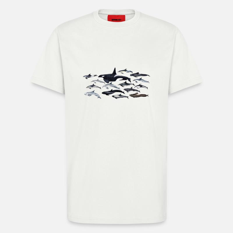 Dauphins - dauphins - Dauphins - Delphinidae - T-shirt bio décontracté fabriqué en UE - OFF WHITE
