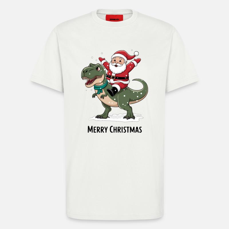Dinosaure T-Rex Père Noël - T-shirt bio décontracté fabriqué en UE - OFF WHITE