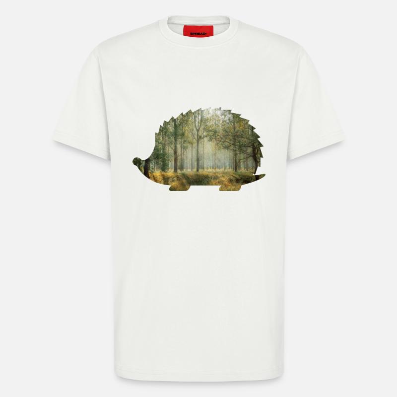 wald 9 igel mit wald - T-Shirt - made by SPREAD - OFF WHITE