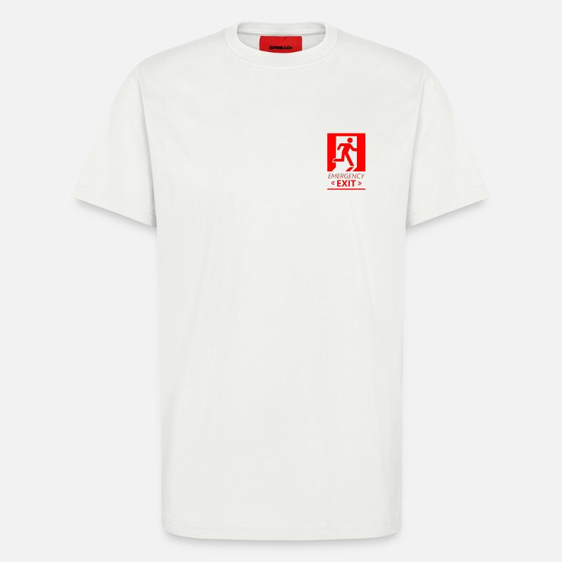 Emergency EXIT Basic Red - T-shirt bio décontracté fabriqué en UE - OFF WHITE