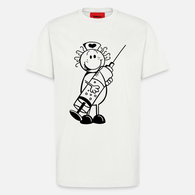 Krankenschwester Strichmännchen - Geschenk - T-Shirt - made by SPREAD - OFF WHITE