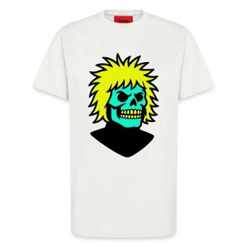 Skullman avec une coiffure cool - T-shirt bio décontracté fabriqué en UE - OFF WHITE - Devant - Alina (178cm) & Michal (187cm)