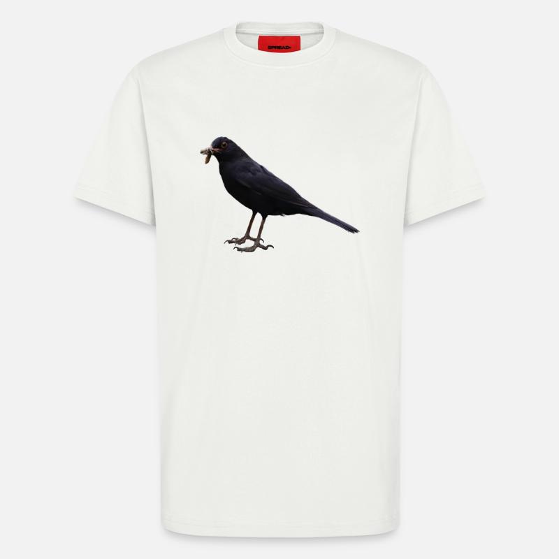Amsel Vogel schwarzer Vogel - T-Shirt - made by SPREAD - OFF WHITE