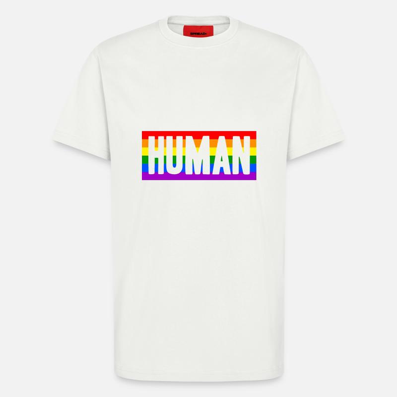 Human Mensch Regenbogen Geschenkidee - T-Shirt - made by SPREAD - OFF WHITE