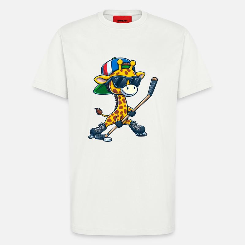 Skurriler Eishockeyschläger DoppelschlägerGiraffe - T-Shirt - made by SPREAD - OFF WHITE