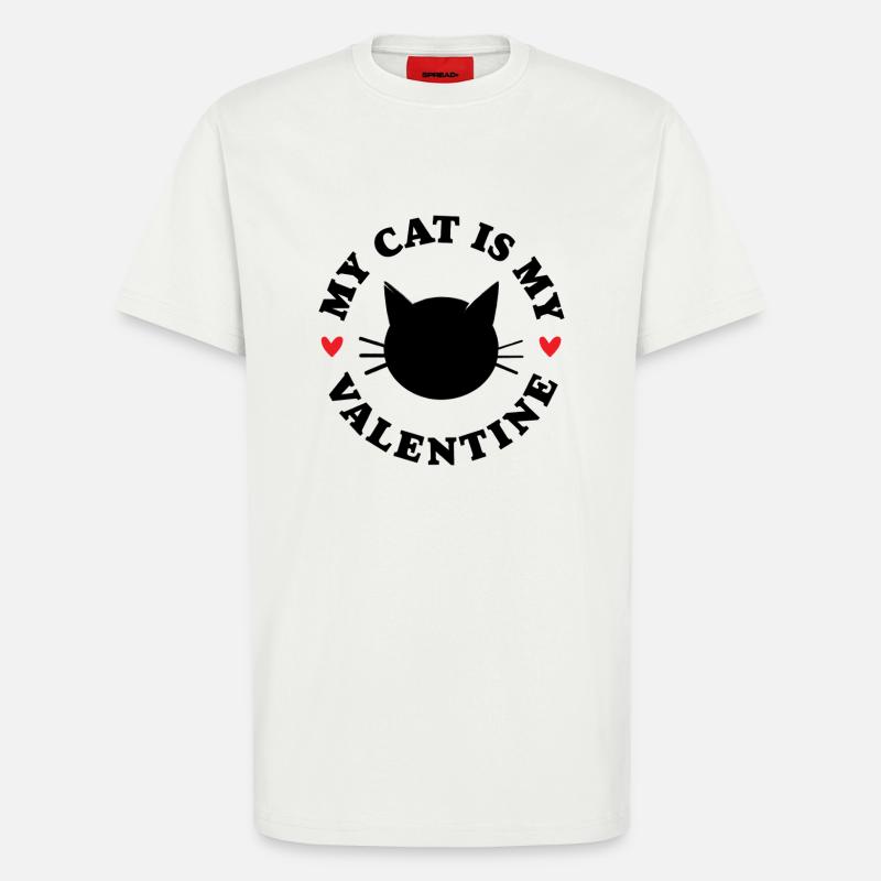 Mon chat est mon Valentin - T-shirt bio décontracté fabriqué en UE - OFF WHITE