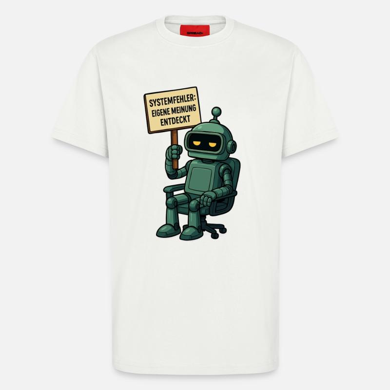 Systemfehler entdeckt – Denk selbst! Roboter - T-Shirt - made by SPREAD - OFF WHITE