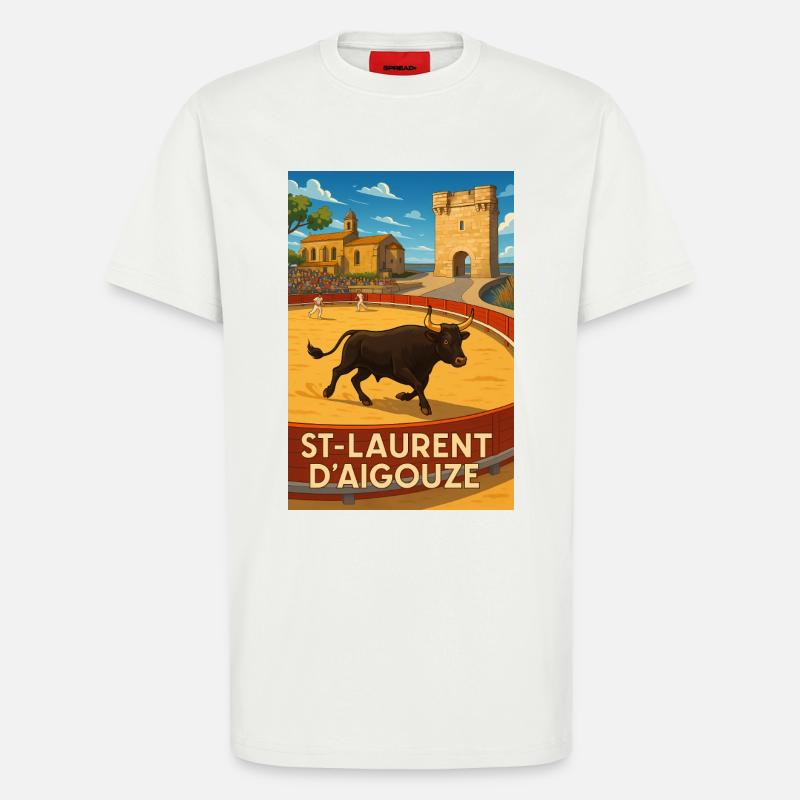 Course de Taureau à Saint-Laurent d'Aigouze - T-shirt bio décontracté fabriqué en UE - OFF WHITE
