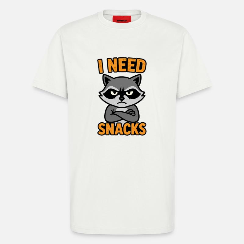 Grummelnder Waschbär I need Snacks - T-Shirt - made by SPREAD - OFF WHITE