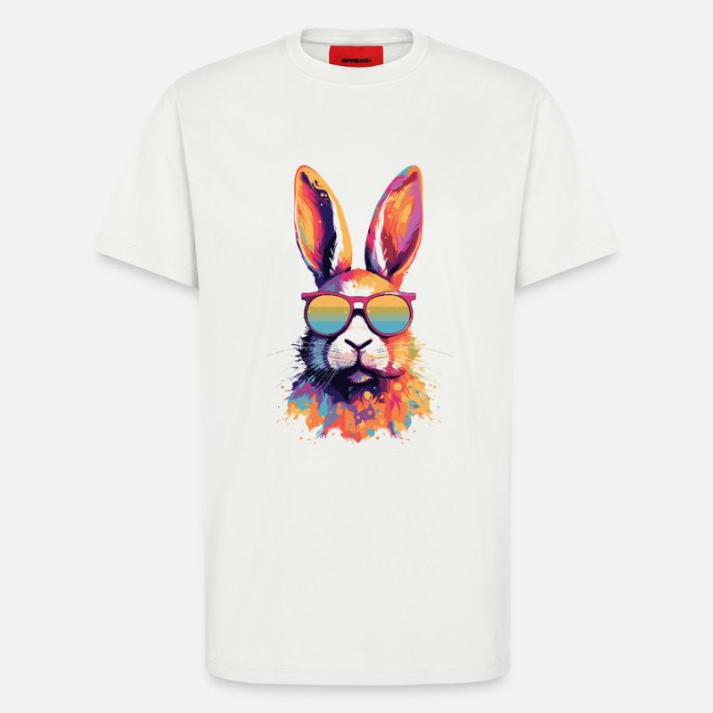 Bunter Hase Farbkleckse Farbspritzer - T-Shirt - made by SPREAD - OFF WHITE