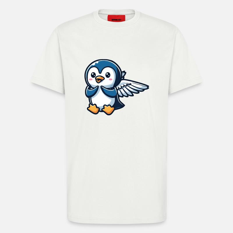 Ailes de manchot céleste - T-shirt bio décontracté fabriqué en UE - OFF WHITE