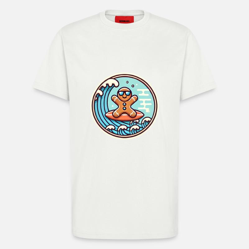 Surfendes Lebkuchenwellen-Abzeichen - T-Shirt - made by SPREAD - OFF WHITE