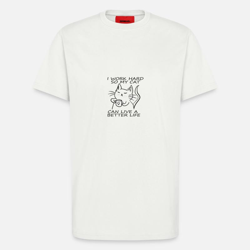 CATS | I WORK HARD - T-Shirt - made by SPREAD - OFF WHITE