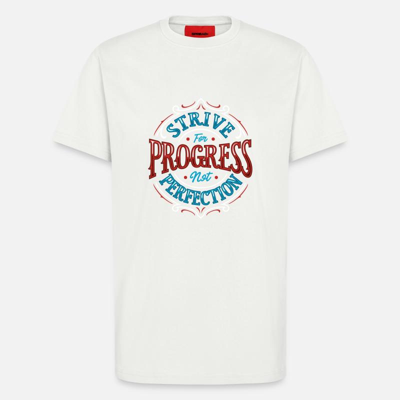 Poursuite du progrès - T-shirt bio décontracté fabriqué en UE - OFF WHITE