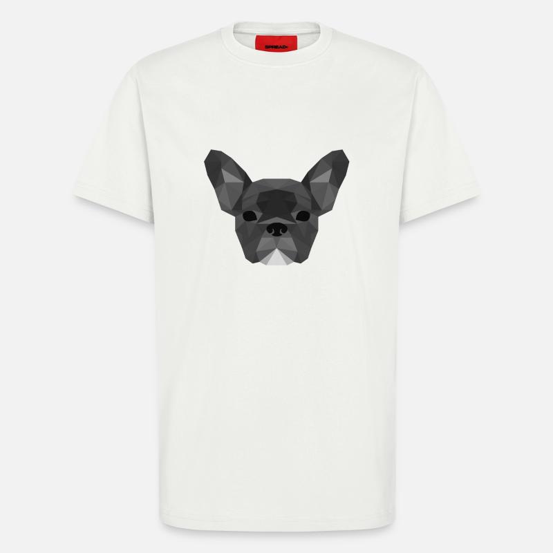 Low Poly Frenchie grey - T-Shirt - made by SPREAD - OFF WHITE