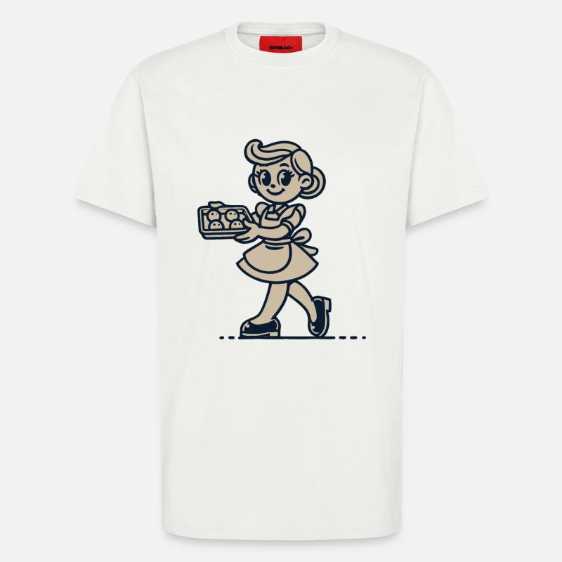 Cuisinier joyeux avec des biscuits - T-shirt bio décontracté fabriqué en UE - OFF WHITE