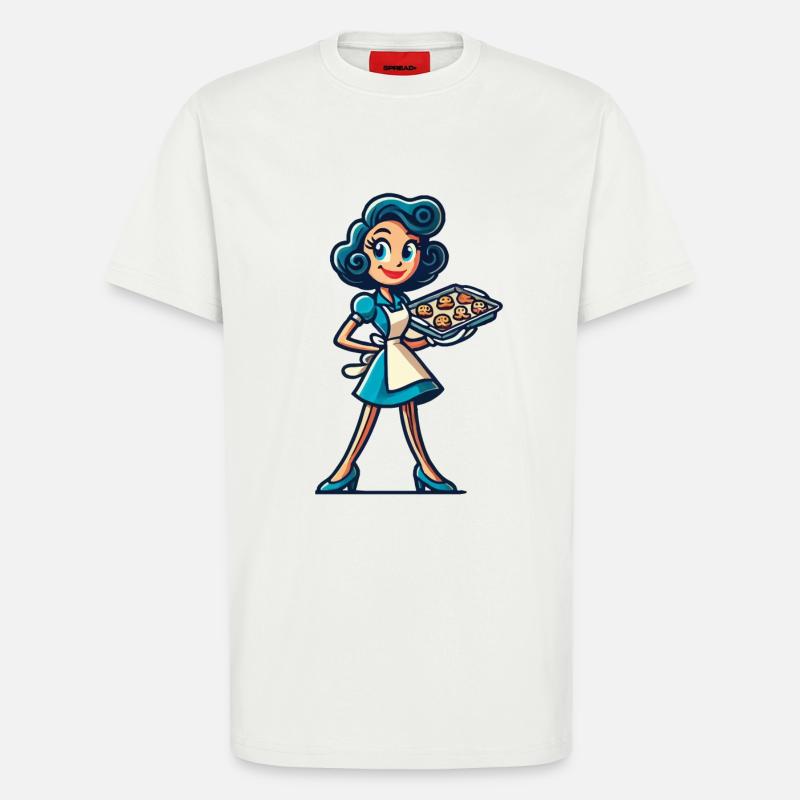 Fröhliche Bäckerin Mit Kekstablett - T-Shirt - made by SPREAD - OFF WHITE
