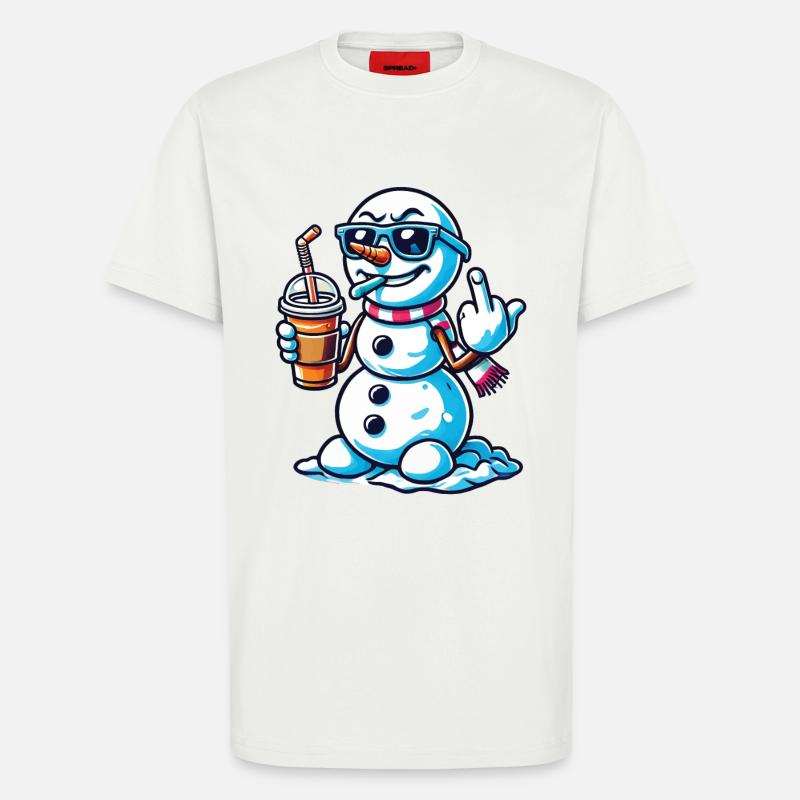Cooler Schneemann Mit Mittelfinger Statement - T-Shirt - made by SPREAD - OFF WHITE
