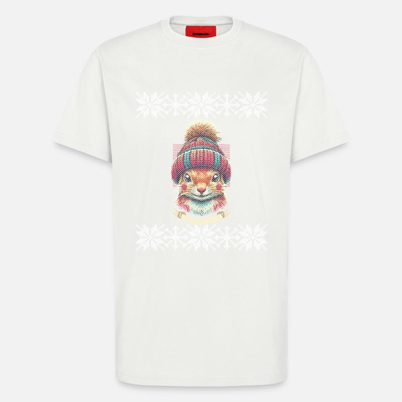 Winter squirrel with cap - T-Shirt - made by SPREAD - OFF WHITE