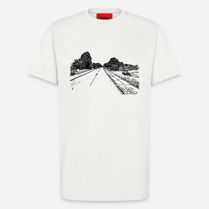 Einsame romantische Straße ins Nirgendwo - T-Shirt - made by SPREAD - OFF WHITE