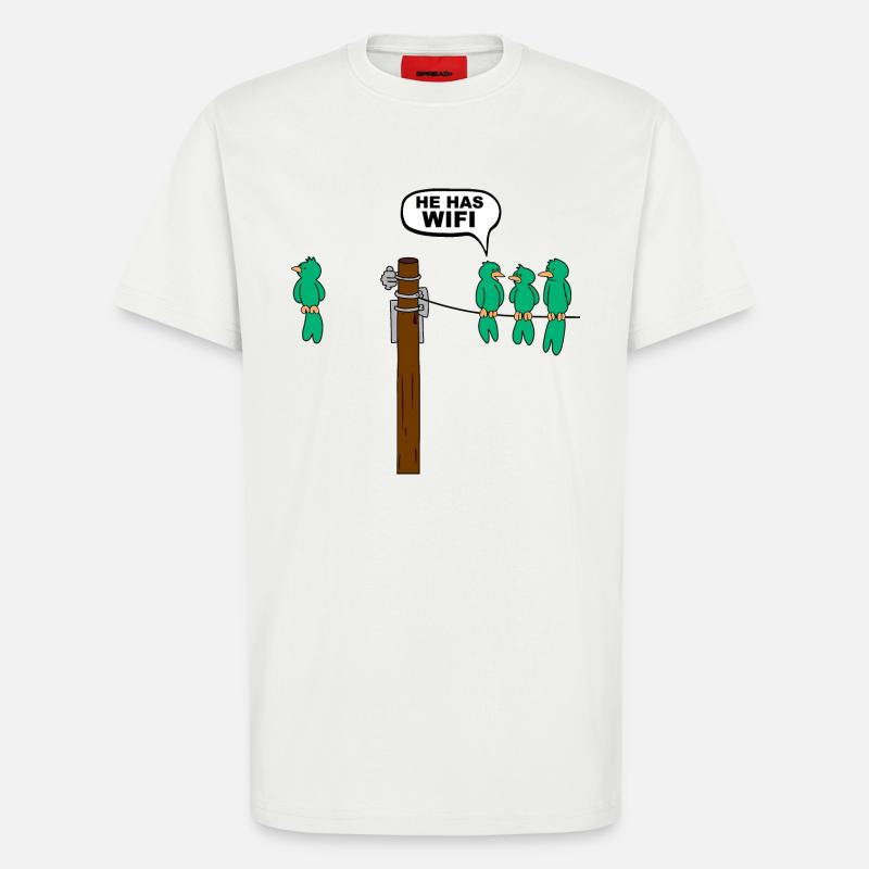 Bird He Has Wifi Graphic - T-Shirt - made by SPREAD - OFF WHITE