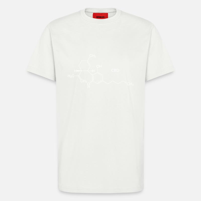 Molécule CBD - blanche avec nom - T-shirt bio décontracté fabriqué en UE - OFF WHITE