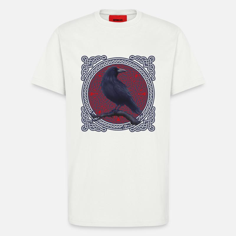 Corbeau Celtique - T-shirt bio décontracté fabriqué en UE - OFF WHITE