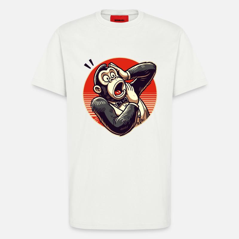 Surprised Retro Gentleman Gorilla - T-Shirt - made by SPREAD - OFF WHITE