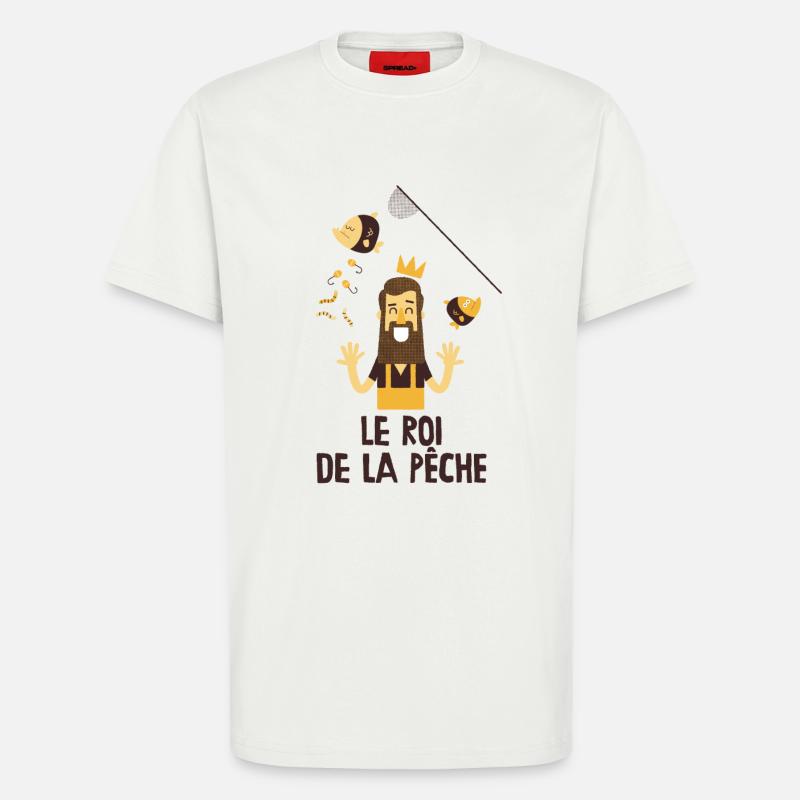 Le roi de la pêche - T-shirt bio décontracté fabriqué en UE - OFF WHITE