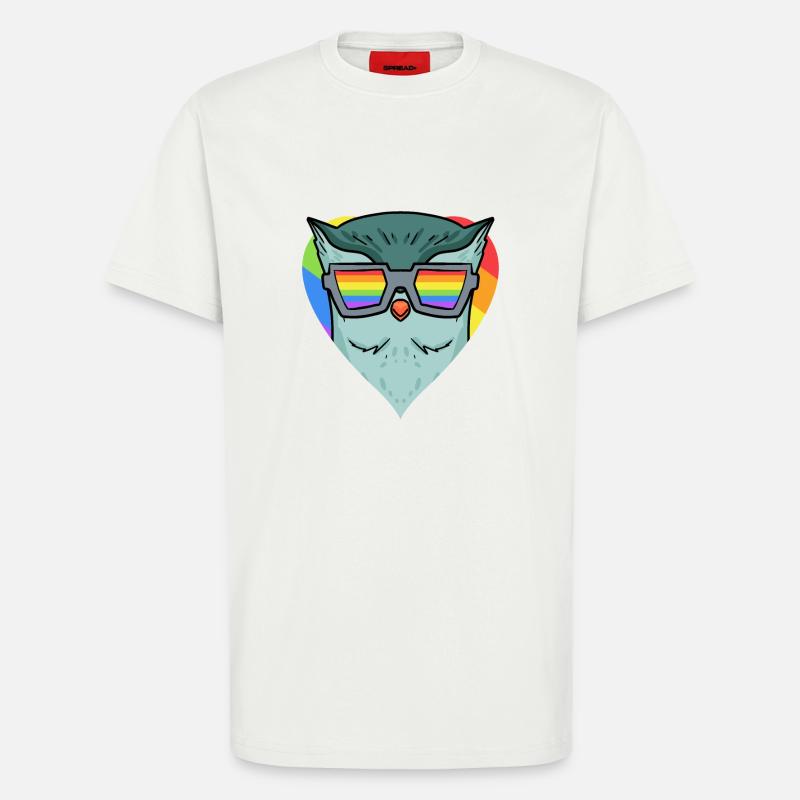 LGBT Tier Eule Regenbogen - T-Shirt - made by SPREAD - OFF WHITE