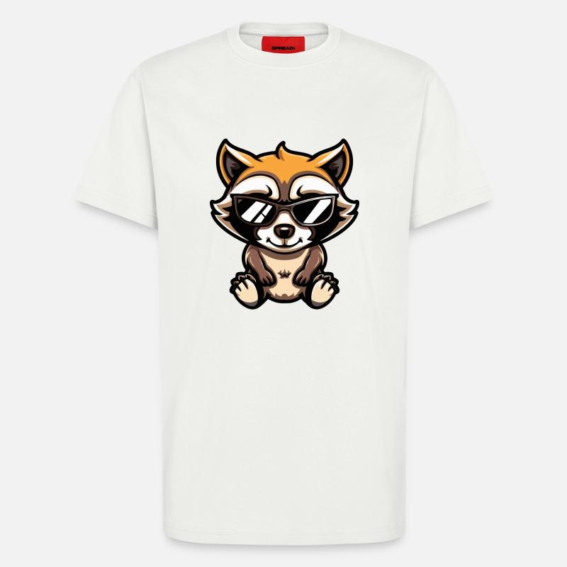 Waschbär Comic Cool - T-Shirt - made by SPREAD - OFF WHITE