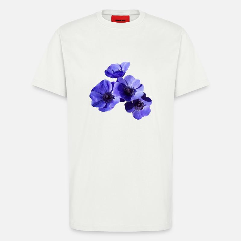 blaue Blumen - T-Shirt - made by SPREAD - OFF WHITE