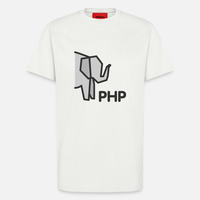 PHP Elephant - T-shirt bio décontracté fabriqué en UE - OFF WHITE