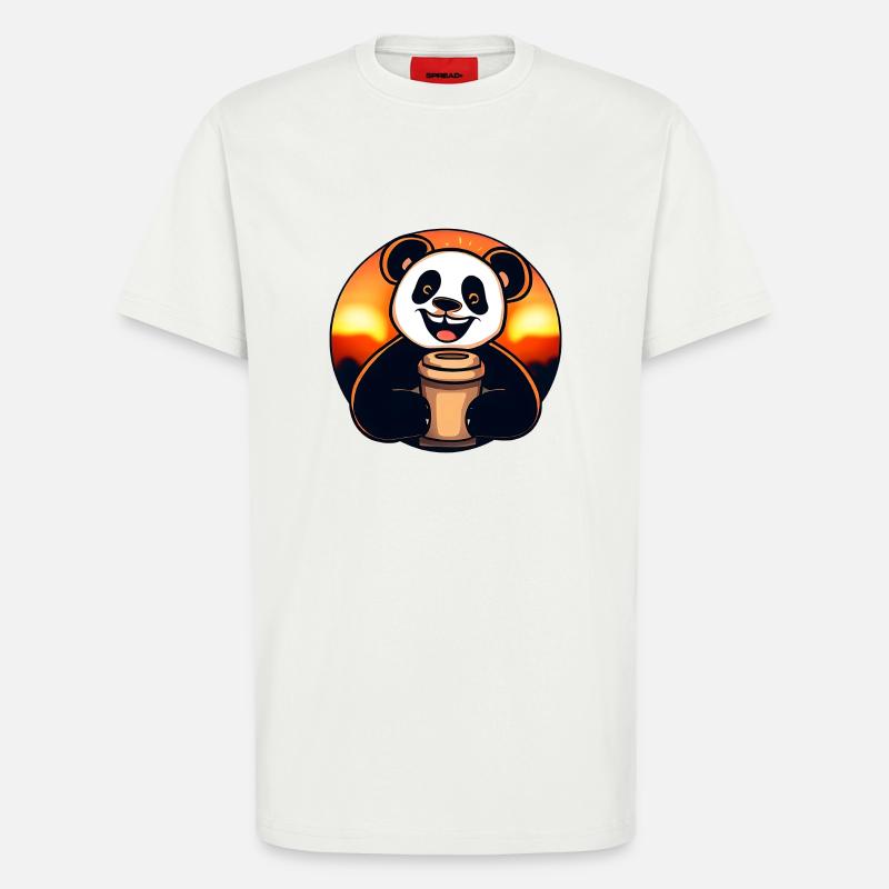 Panda panda bear drinks coffee - T-Shirt - made by SPREAD - OFF WHITE