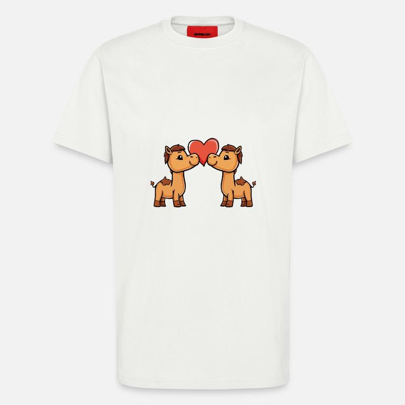 Couple de chameaux Saint-Valentin - T-shirt bio décontracté fabriqué en UE - OFF WHITE