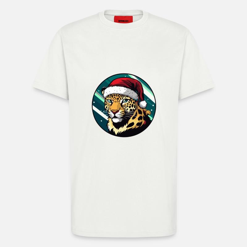 Noël Léopard Noël - T-shirt bio décontracté fabriqué en UE - OFF WHITE
