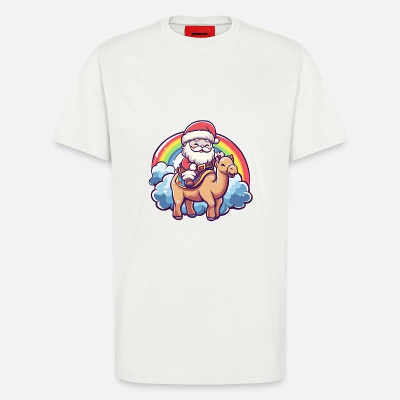 Kamel Weihnachtsmann Regenbogen - T-Shirt - made by SPREAD - OFF WHITE