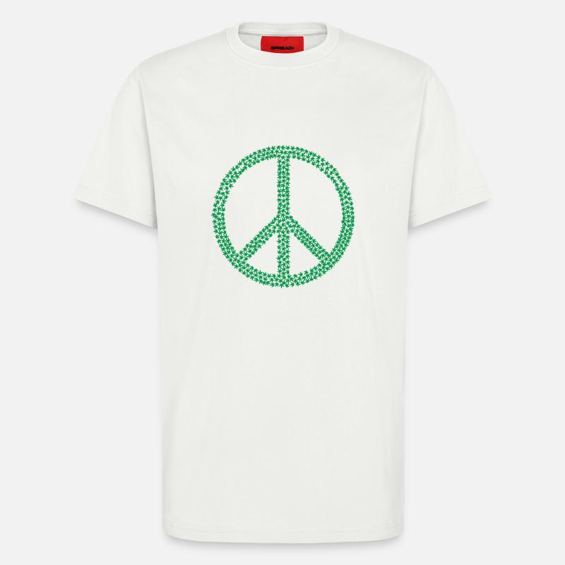 Peace Zeichen Hanfblätter Geschenk Geschenkidee - T-Shirt - made by SPREAD - OFF WHITE