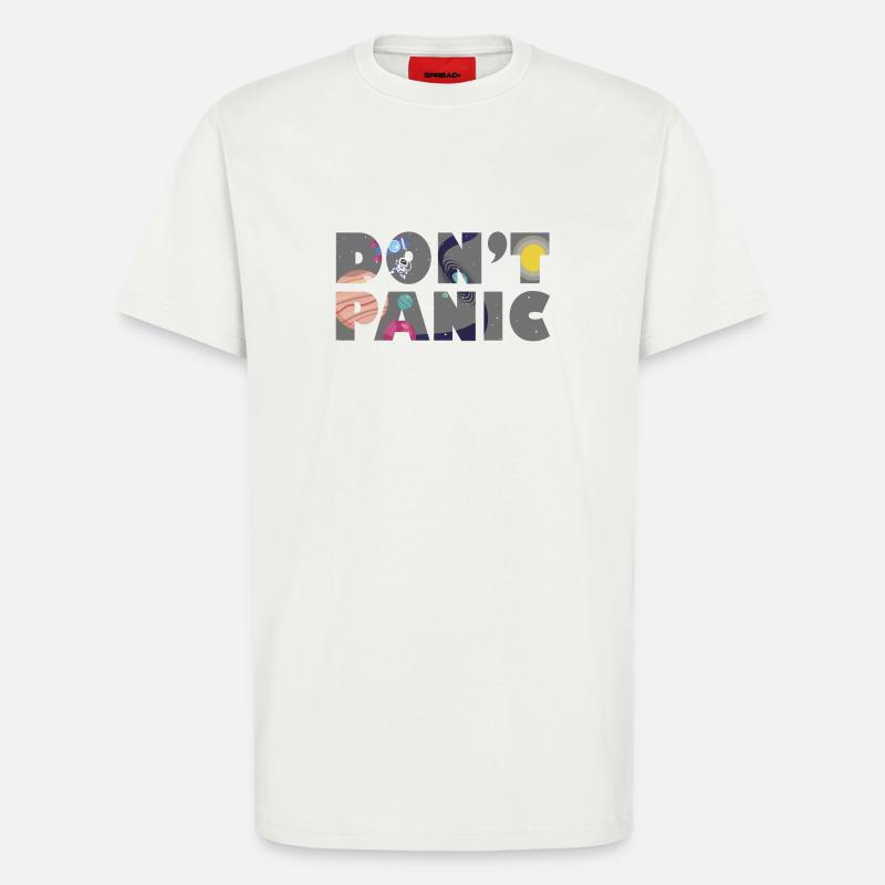 Galaxy Planets Don't Panic Gift - T-Shirt - made by SPREAD - OFF WHITE