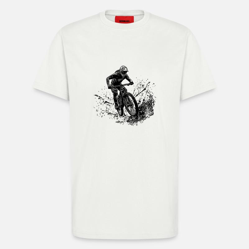Berg Mountainbiker Schlamm Spritzer Abfahrt - T-Shirt - made by SPREAD - OFF WHITE