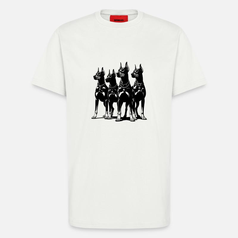 Vier schlaue wachsame Dobermänner Hunde - T-Shirt - made by SPREAD - OFF WHITE
