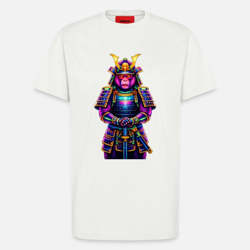 Neon-Samurai-Affe Japanisches Krieger-Tier - T-Shirt - made by SPREAD - OFF WHITE