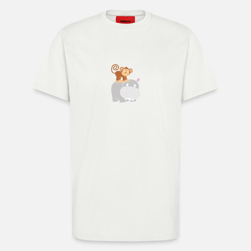 Nilpferd Affe Hippo - T-Shirt - made by SPREAD - OFF WHITE