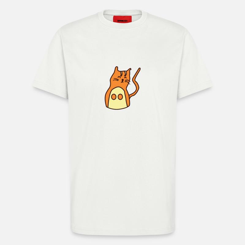 Chat dessiné à la main - T-shirt bio décontracté fabriqué en UE - OFF WHITE