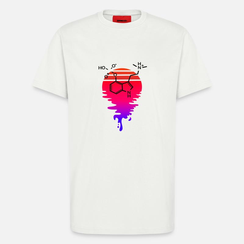 Psilocybin Molecule with Retro Sunset - T-Shirt - made by SPREAD - OFF WHITE